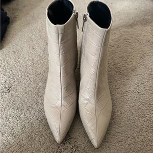 Marc Fisher Jarli Pointy Ankle Boots Croc Light Taupe